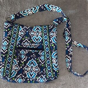 Vera Bradley Navy and Green Patterned Crossbody Bag